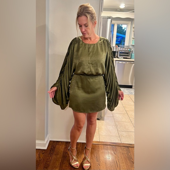 House of Harlow 1960 Draped Olive Dress - Picture 1 of 6